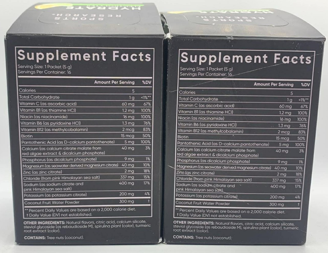 2PK Sports Research Hydrate Electrolytes ~ 16 Packets EA ~ Lemon Lime ~ EXP 7/26