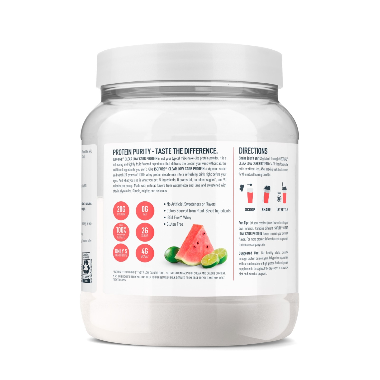 Isopure Clear Low Carb 100% Whey Protein Isolate Powder, 20g Protein,16 Servings
