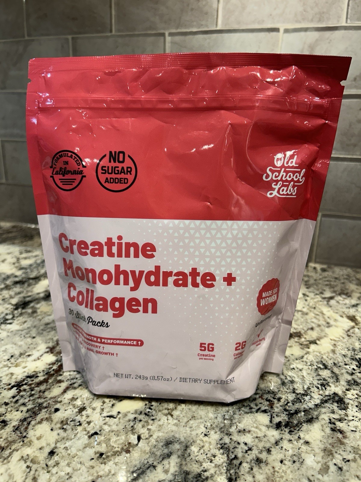 Old School Labs Creatine, Collagen & BCAA 30 Stick Packs No Sugar Added