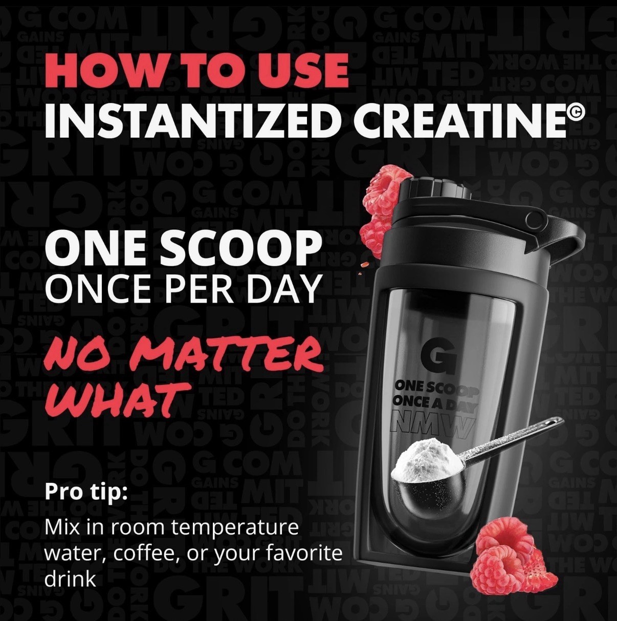 Gains in Bulk Sour Raspberry Instantized Creatine Monohydrate for Women and Men