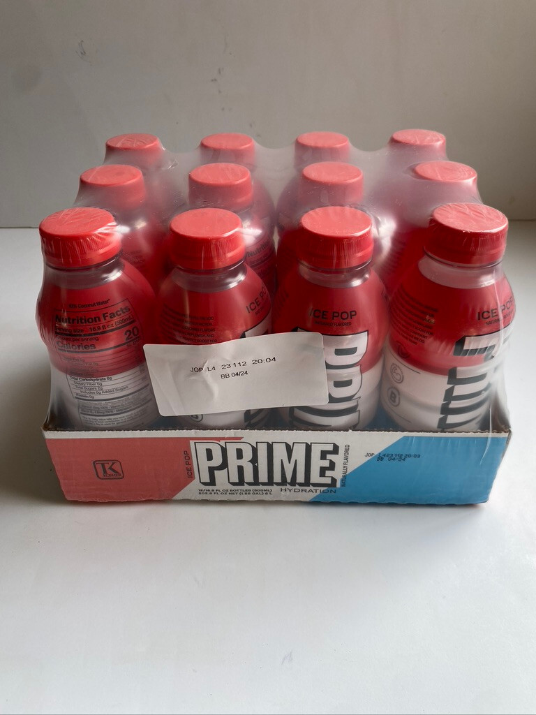 Prime Hydration Drink Flavor Ice Pop Case of 12 Bottles 16.9 oz Each