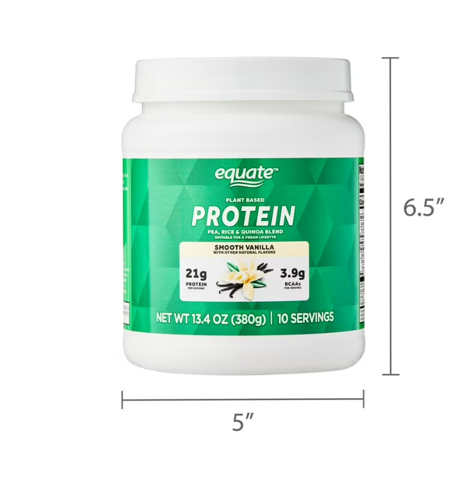 Equate Plant-Based Protein Supplement, Smooth Vanilla, 13.4 Ounces