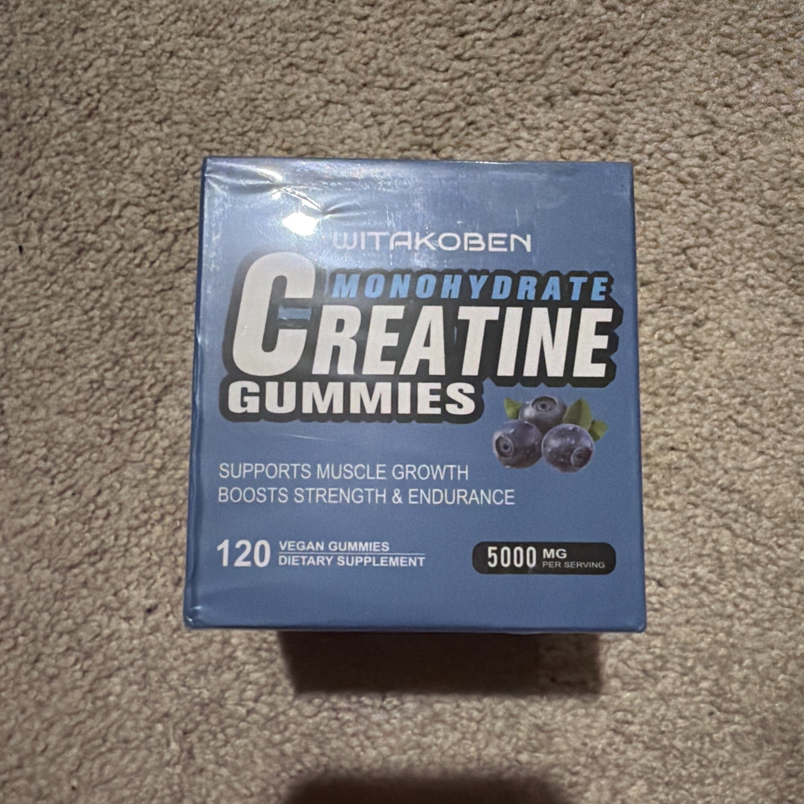 120 Counts Creatine Monohydrate Gummies -Increase Strength, Build Muscle 5000mg
