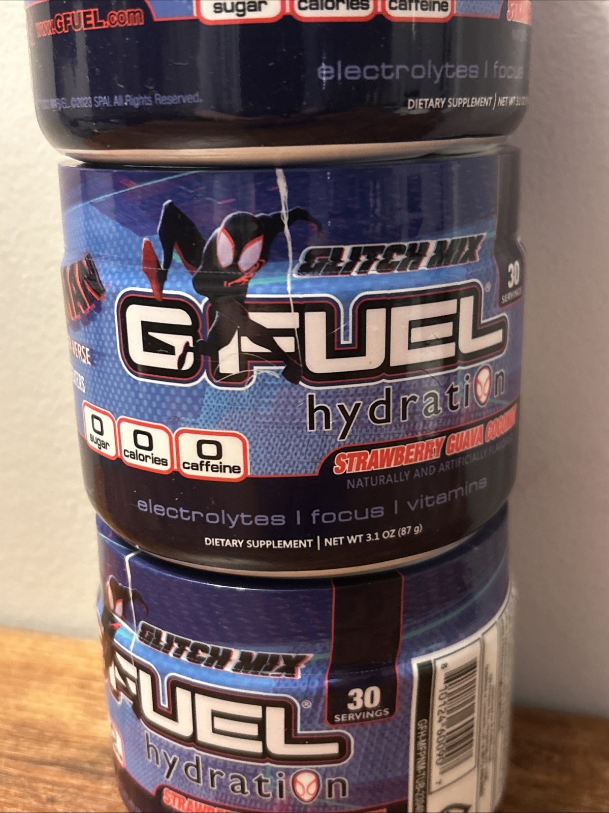 3x G Fuel Spider-Man Across the Spider-Verse Glitch Mix Hydration Tub Exp 5/2028