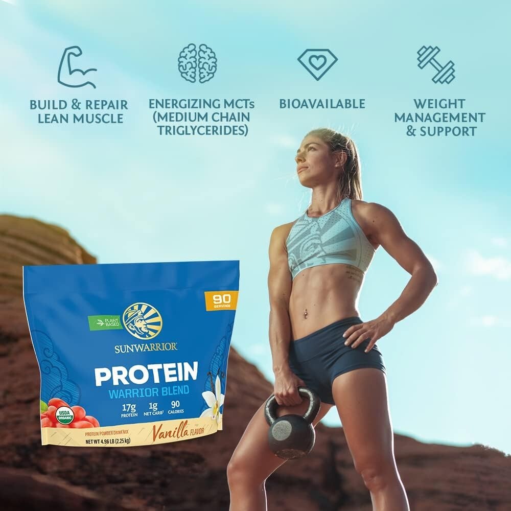 Sunwarrior Vegan Organic Protein Powder Plant-Based BCAA Amino Acids 4.96 lb