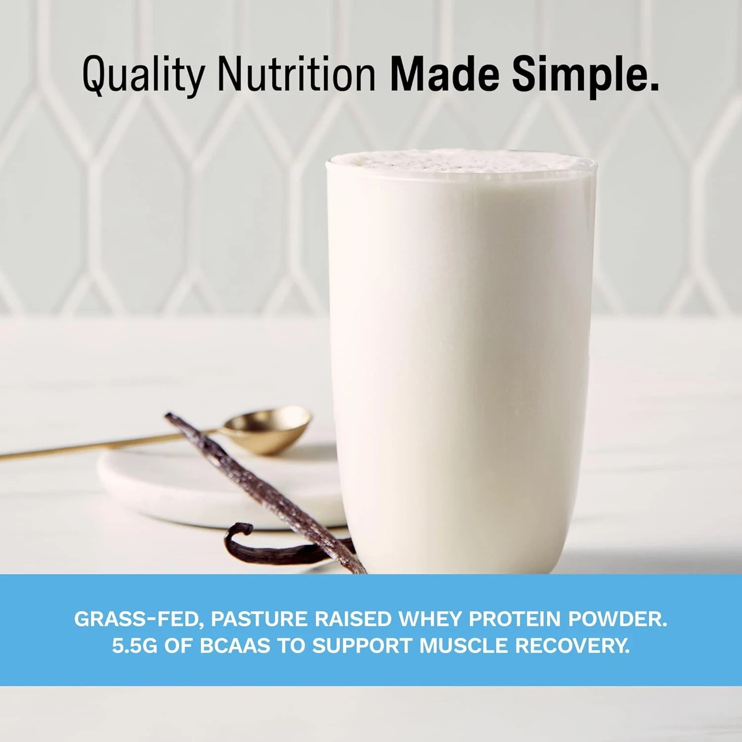 Grass-Fed Whey Protein Powder Vanilla 25G Protein No Artificial Flavors 1 Serve