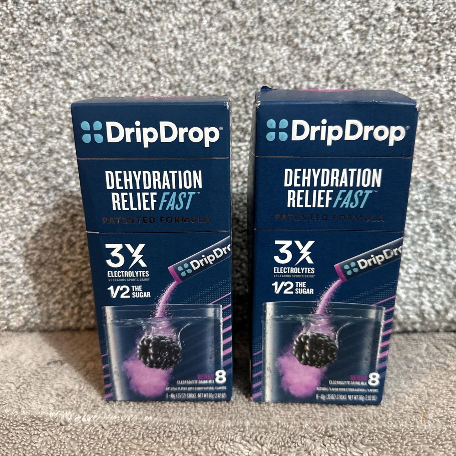 Lot Of Two DripDrops Hydration Electrolyte Powder BERRY 8 Packs EXP 07/27