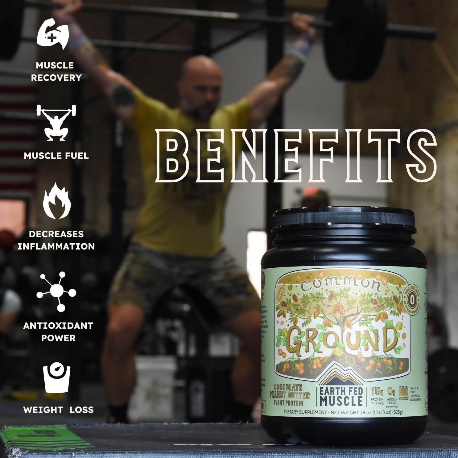 Chocolate Peanut Butter Protein Powder – Earth Fed Muscle Common Ground – 840gr