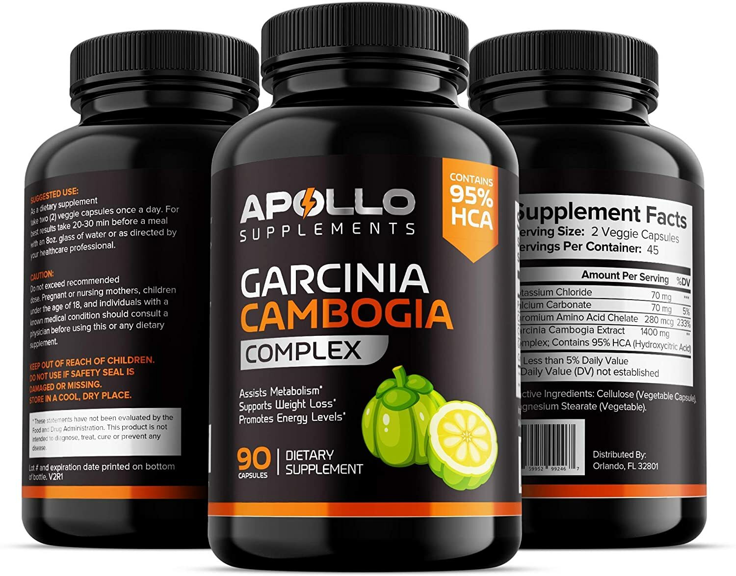 Apollo Garcinia Cambogia Appetite Suppressant For Weight Loss 100% Natural 90 c