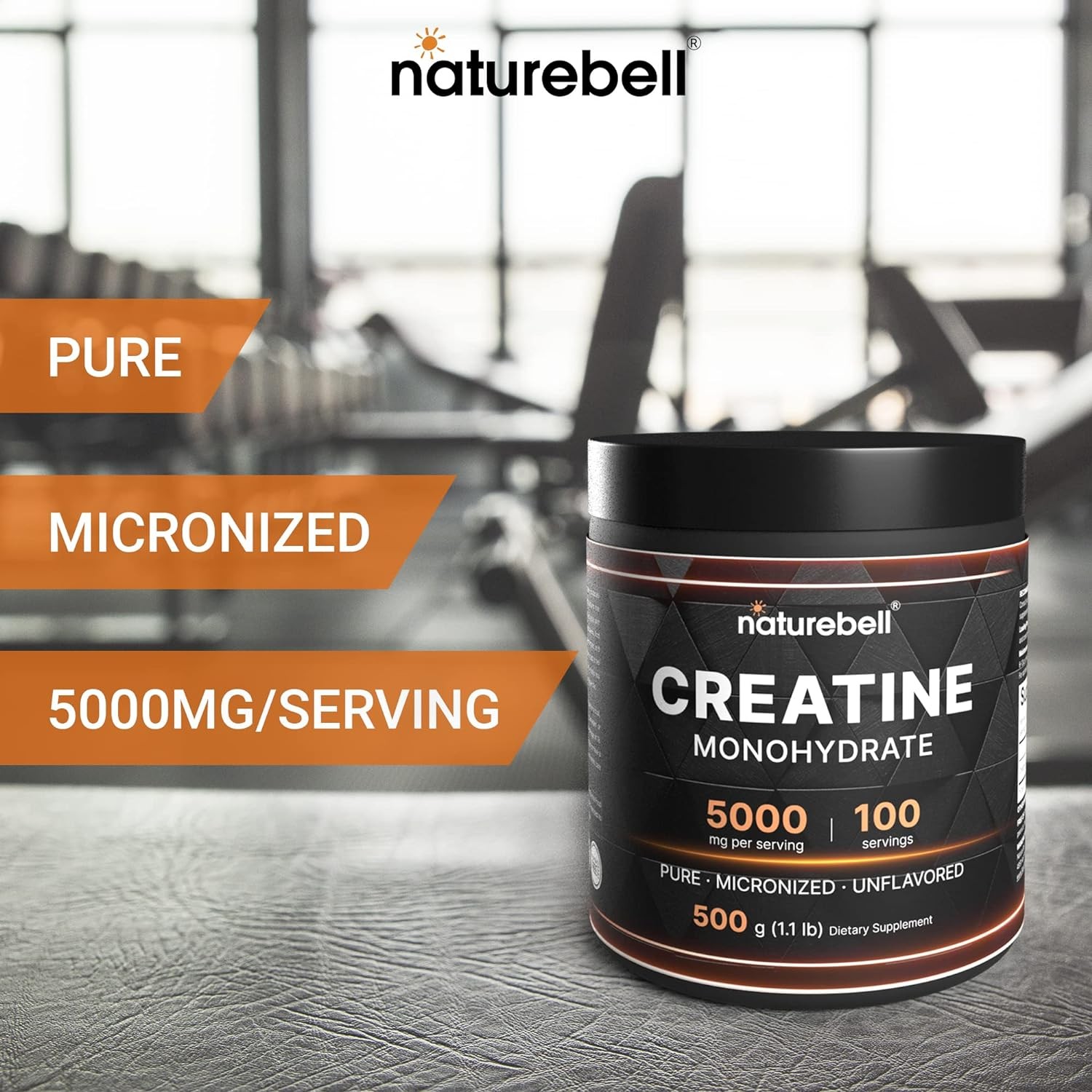 NatureBell 2 Pack Creatine Monohydrate Powder 500g, 1.1 Pound (Pack of 2)