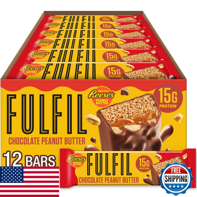 Fulfil Chocolate Peanut Butter Flavored Protein Bar Made Reeses Peanut Butter