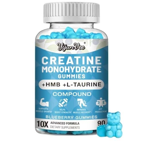 Creatine Monohydrate Gummies 8000mg BCAA Taurine 180 Count