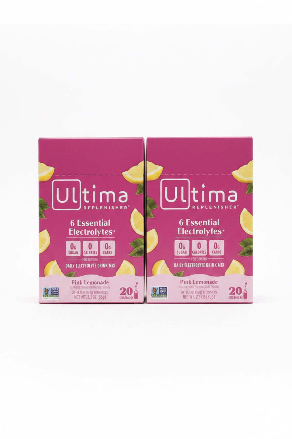 (2 boxes) 12/2026 Ultima Replenisher Electrolyte Hydration Drink Mix, Pink Lemon
