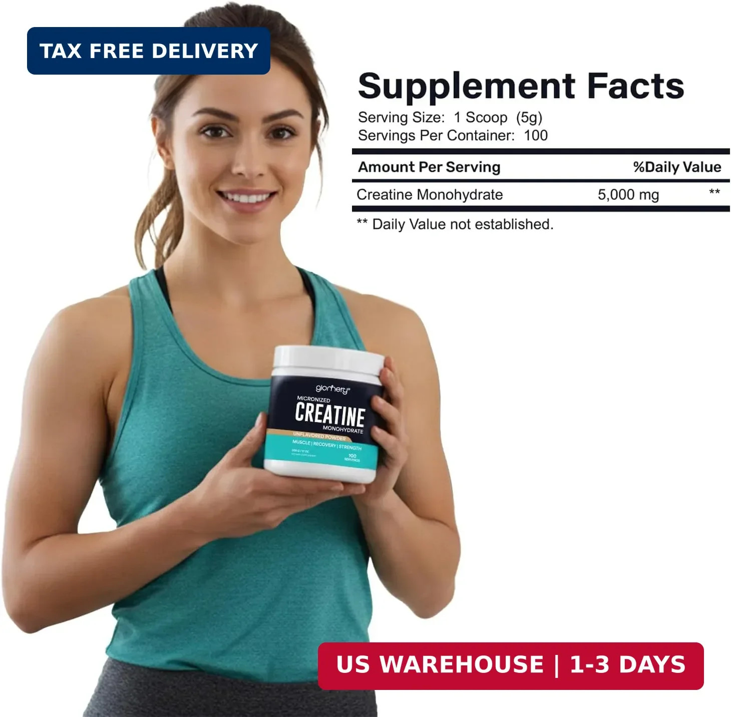 Creatine Monohydrate Powder Micronized, 100 Servings, Pure Creatine for Muscle S