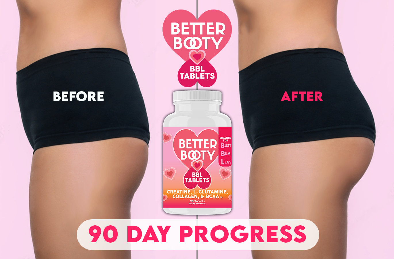 Angry Supplements Better Booty BBL Tablets Creatine for Women Glute Builder 90ct