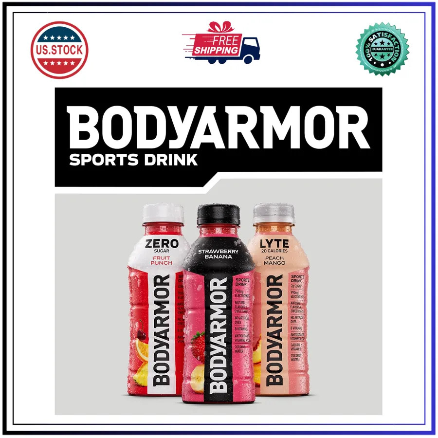 BODYARMOR Sports Drink Strawberry Banana 16 Fl Oz Bottles 12 Pack Hydration