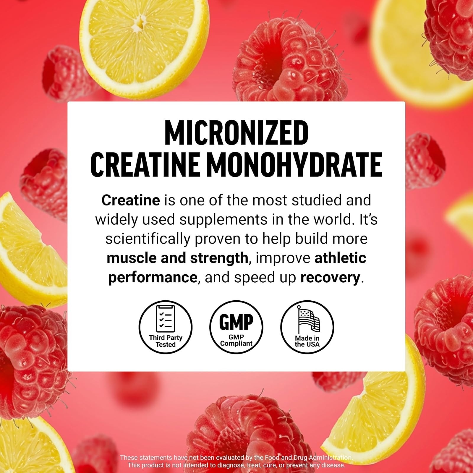 Force Factor Creatine Monohydrate Powder 5g – Raspberry Lemonade, 100 Servings