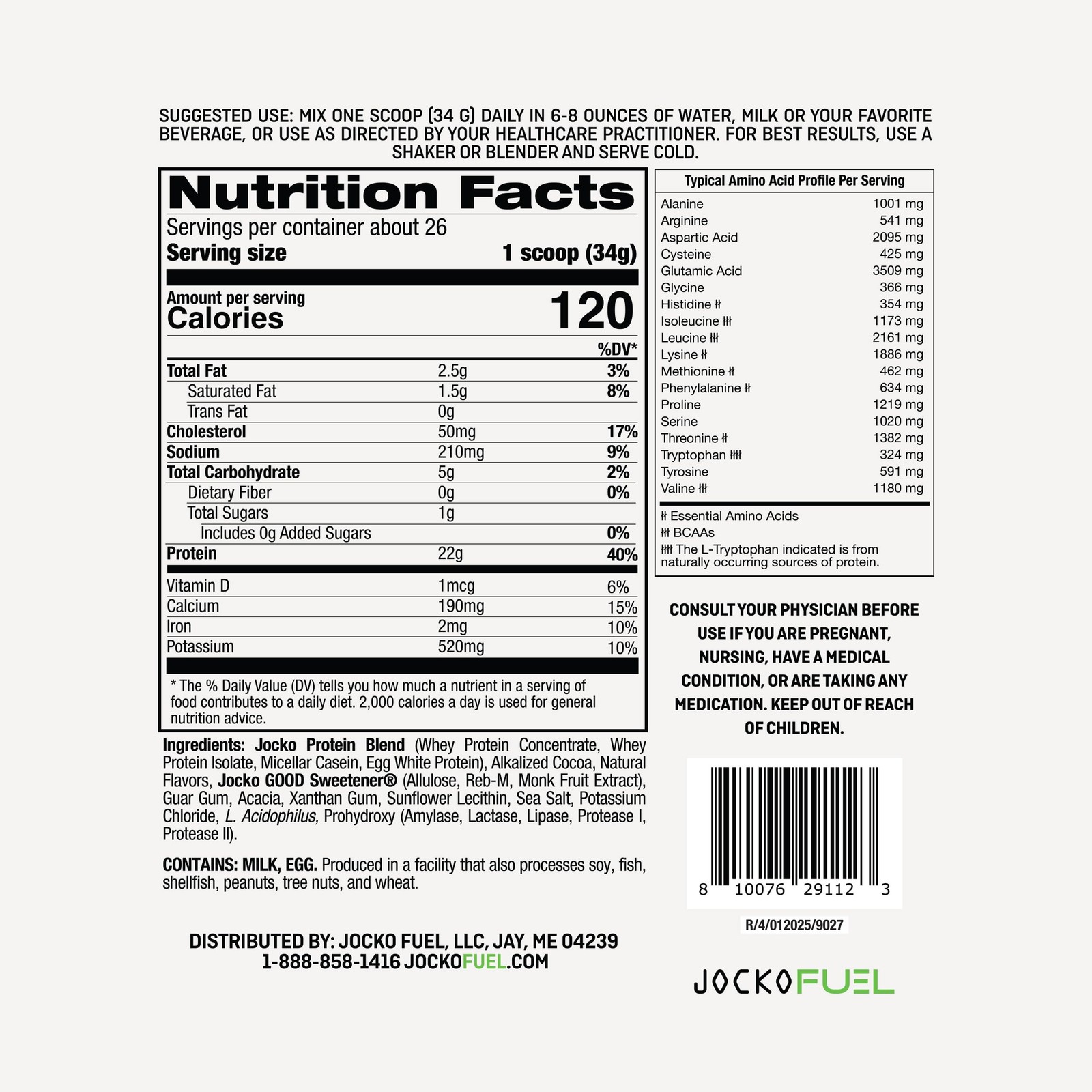 Jocko Fuel Whey Protein Powder, Mint Chocolate, 22g 2 Pound (Pack of 1)
