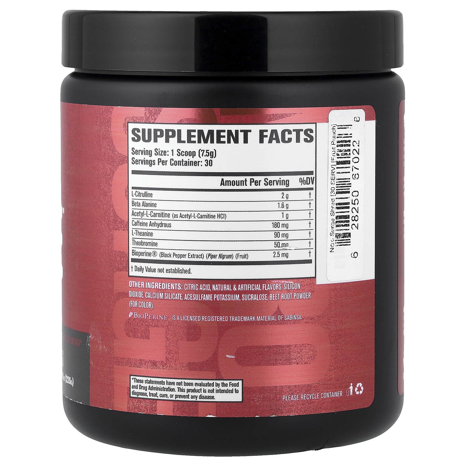 Nitro Surge, Shred Thermogenic Pre-Workout, Fruit Punch, 7.93 oz. (225 g)