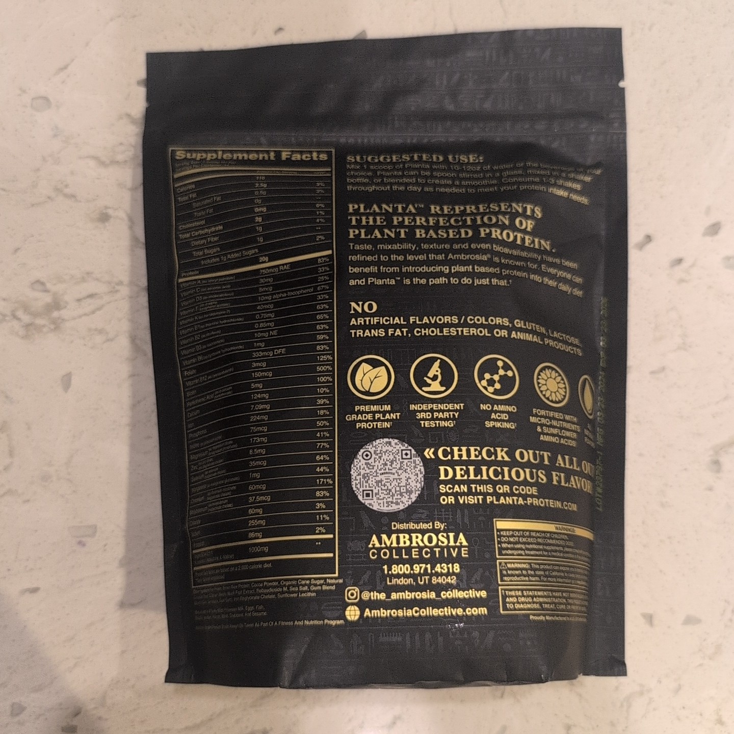 Ambrosia Collective Melted Chocolate Plant Protein Powder-Best By 03/2026