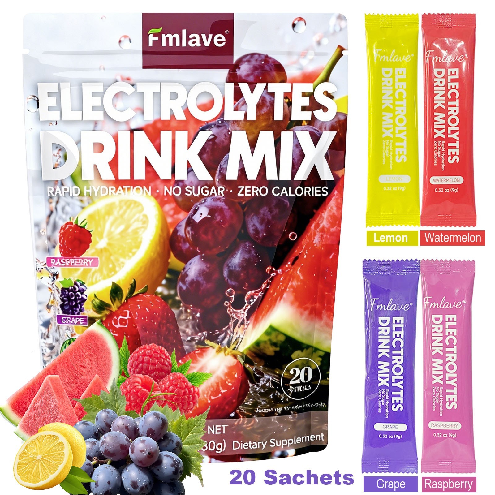 Hydration Mix Sport Drink Powder Sugar Free Essential Electrolyte 20 Sachets