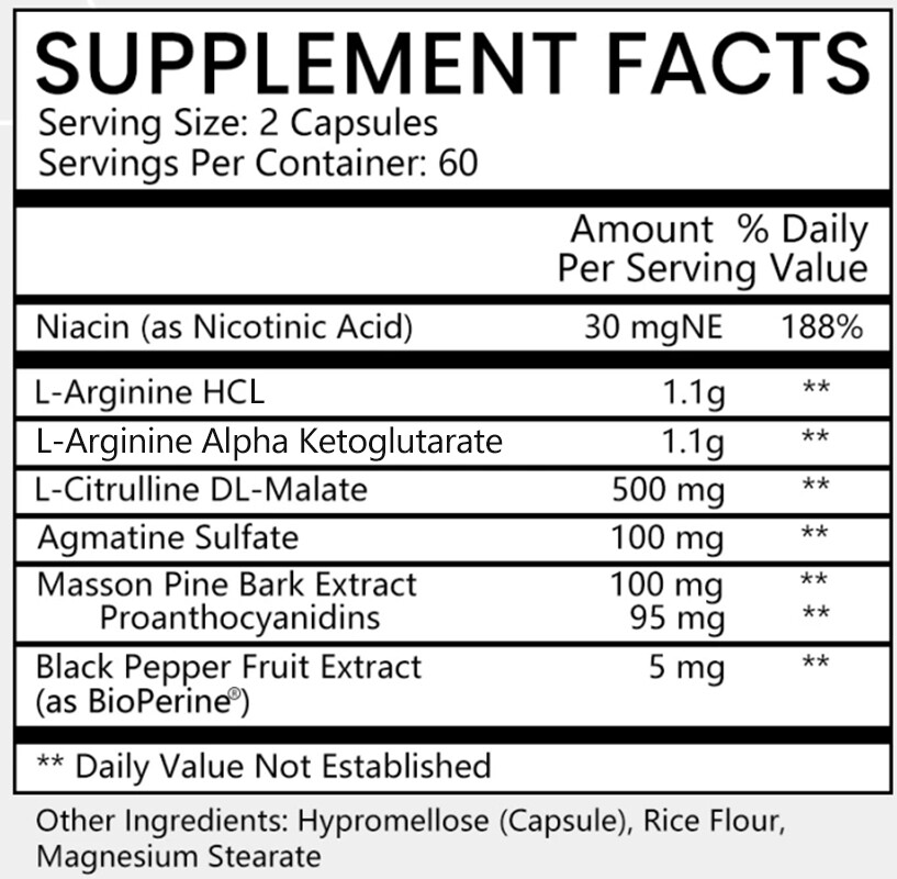 Nitric Oxide Booster Enhancement Supplements Enhanced Performance 30-120 Pills