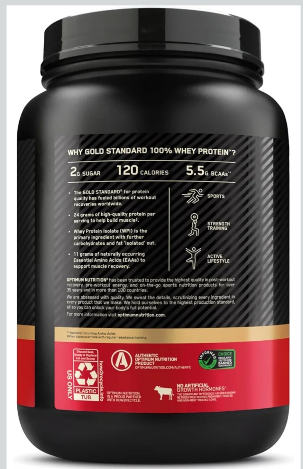 Gluten-Free Gold Standard Whey Protein, 5 lbs – Double Rich Chocolate Flavor