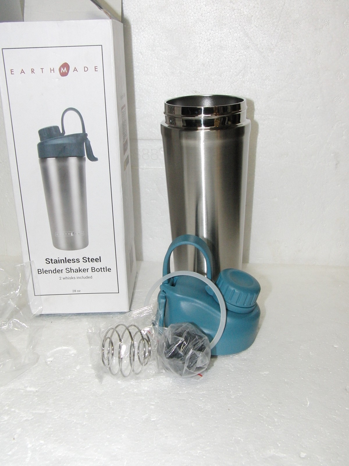 Earthmade Stainless Steel 28oz Blender Shaker Bottle Mixer NEW