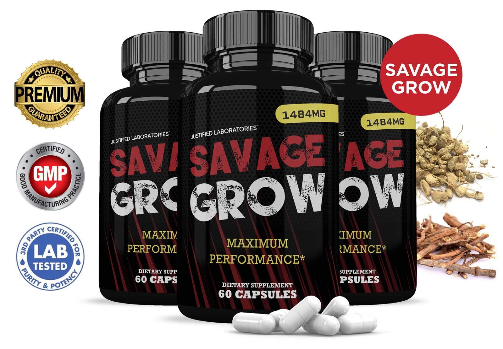 Savage Grow Men’s Health Supplement 1484mg 180 Capsules