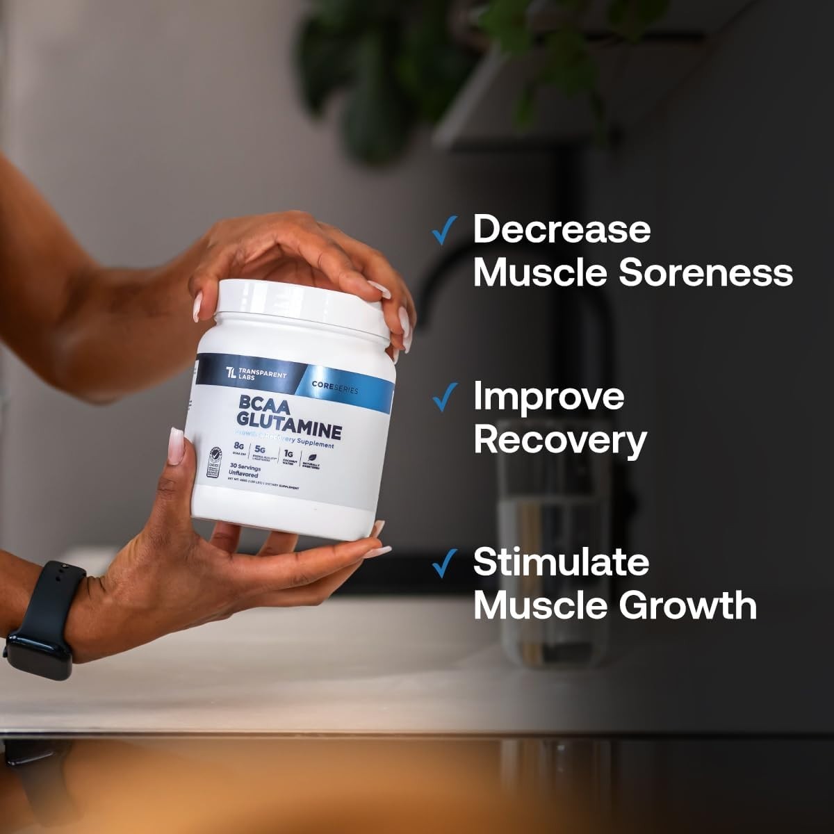 BCAA Glutamine Powder – 30 Servings of Strawberry Lemonade for Endurance