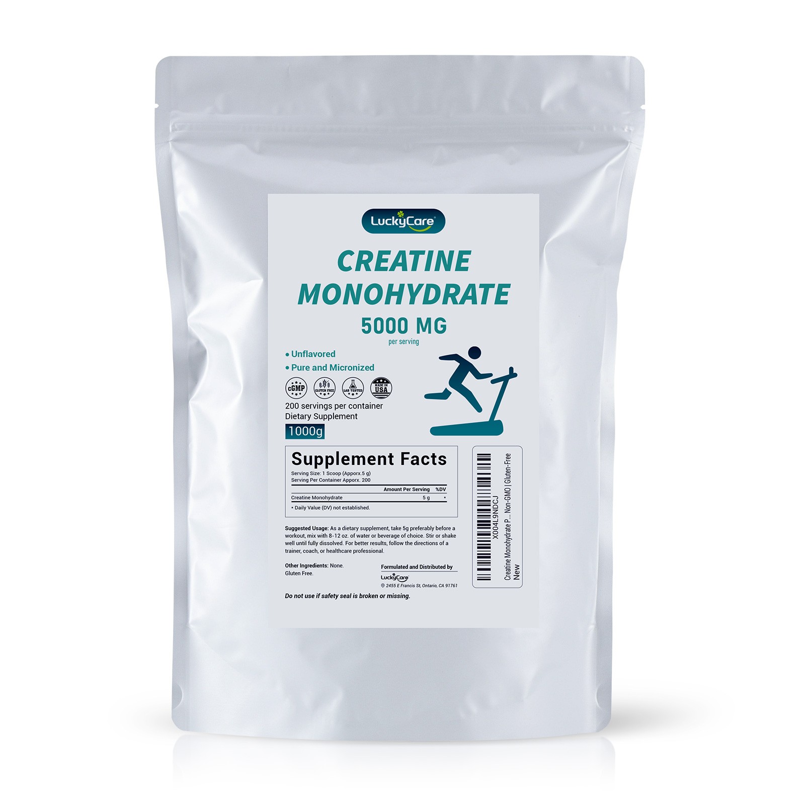 Pure Creatine Monohydrate 2.2lbs Powder Micronized 200 Servings 5g Per Serving