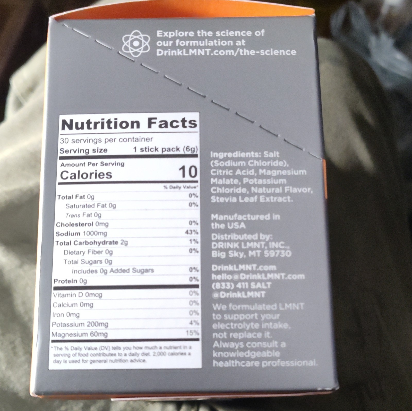 LMNT Grapefruit Salt Electrolyte Drink Mix Zero Sugar 30 Stick Packs 6g