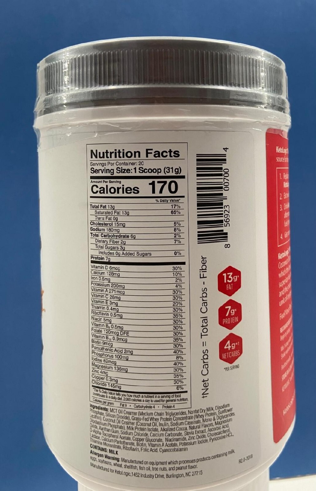 Keto Meal No Artificial sweeteners or Flavors Gluten-Free Grass Fed-Whey