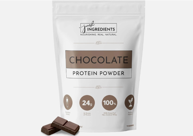 Just Ingredients Chocolate Protein Powder, 24g Protein, Grass-Fed Whey
