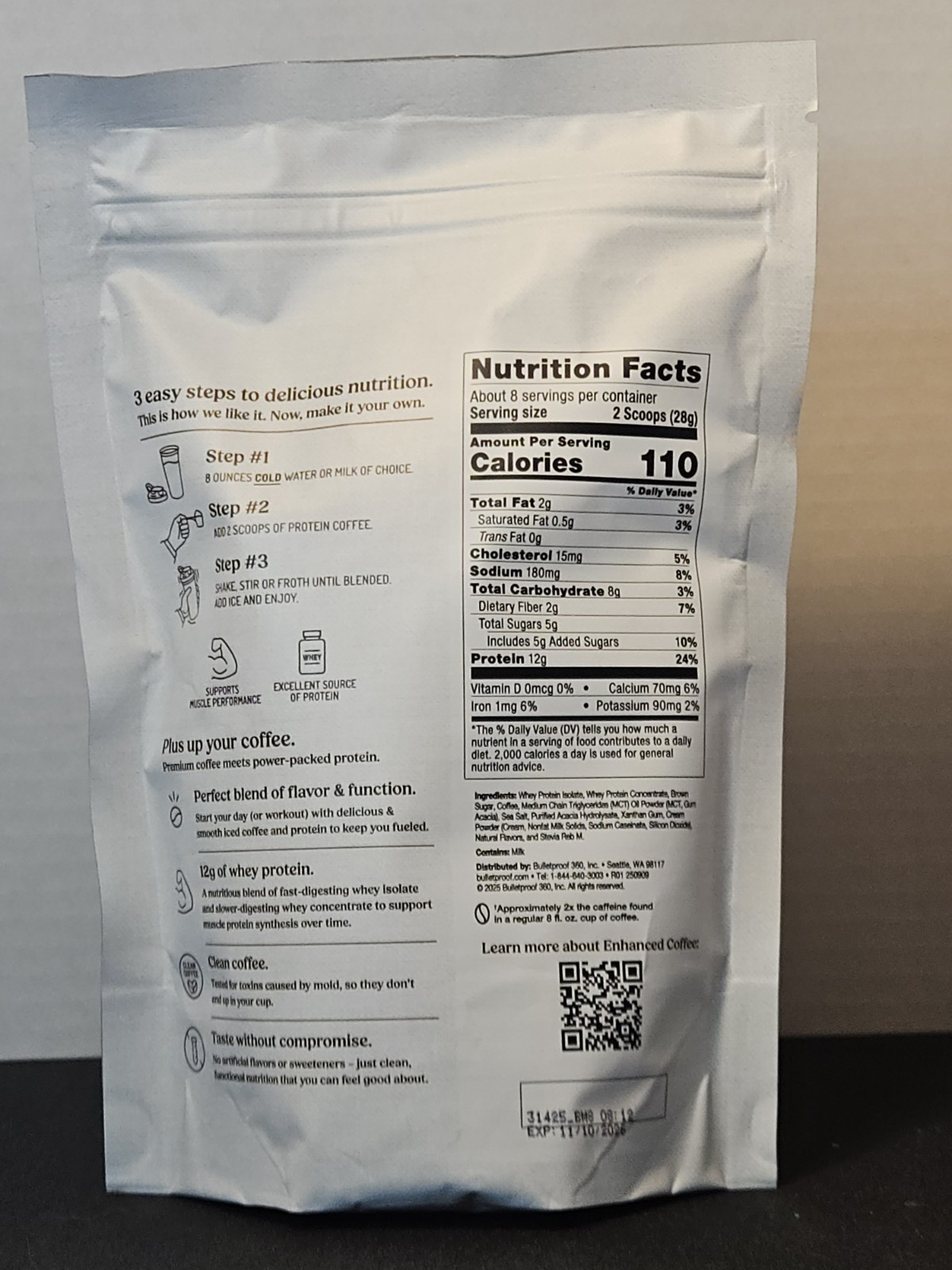 Bulletproof High Protein Iced Coffee Original Whey Protein 8 Srv Exp 11/ 2026
