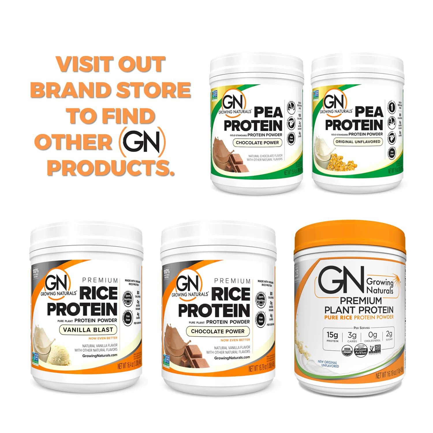 11/27 Growing Naturals Raw Pea Protein Powder, Vegan Plant Based Protein, BCAA,
