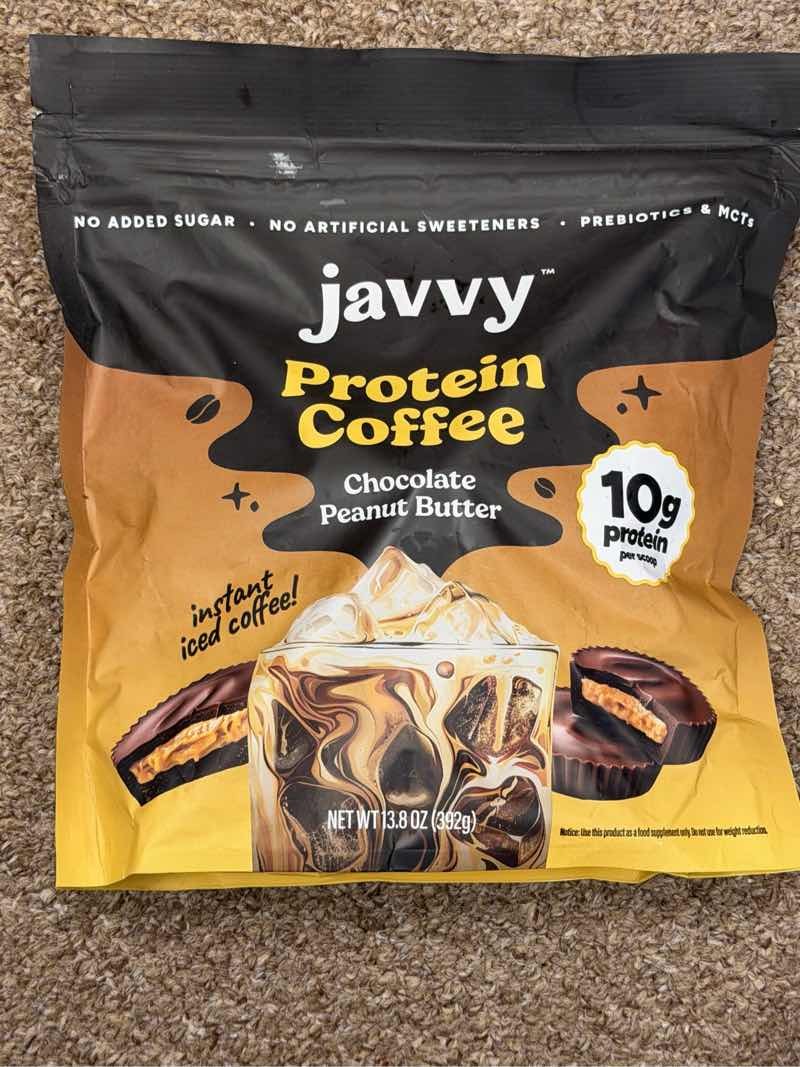 Javvy Protein Coffee Chocolate Peanut Butter 13.8 oz exp 4/2028