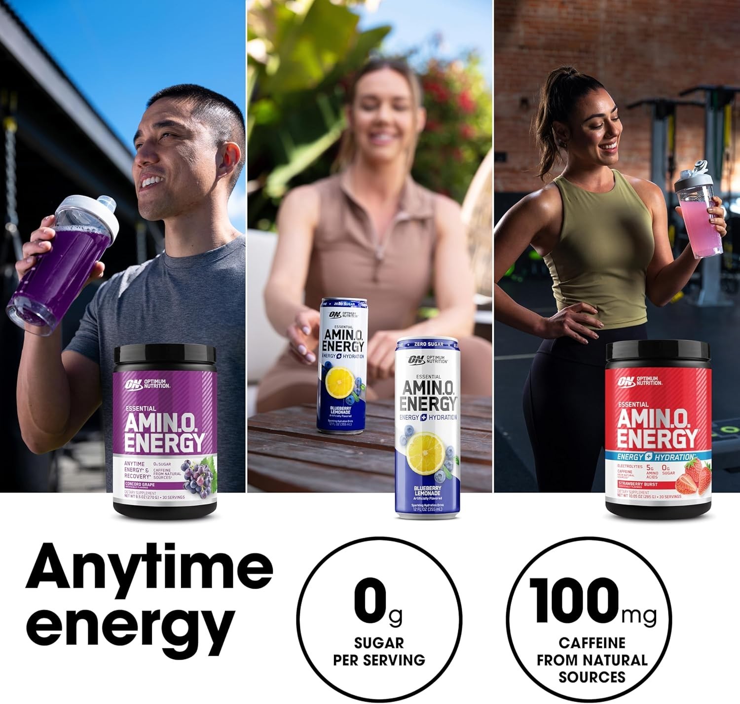 100mg Caffeine Amino Energy Blend – Pre Workout Powder for Optimal Focus, 9.5oz