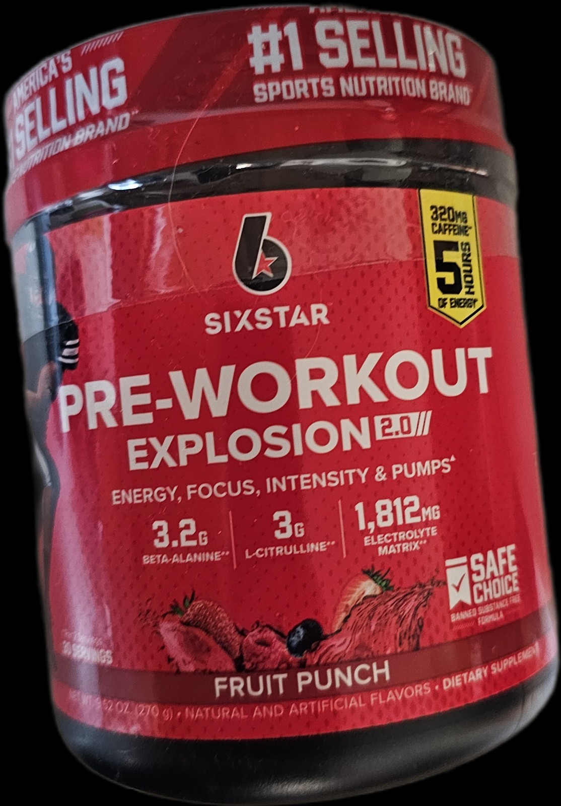 Six Star Pre-Workout Explosion 2.0 Dietary Supplement Fruit Punch 9.52oz Sealed