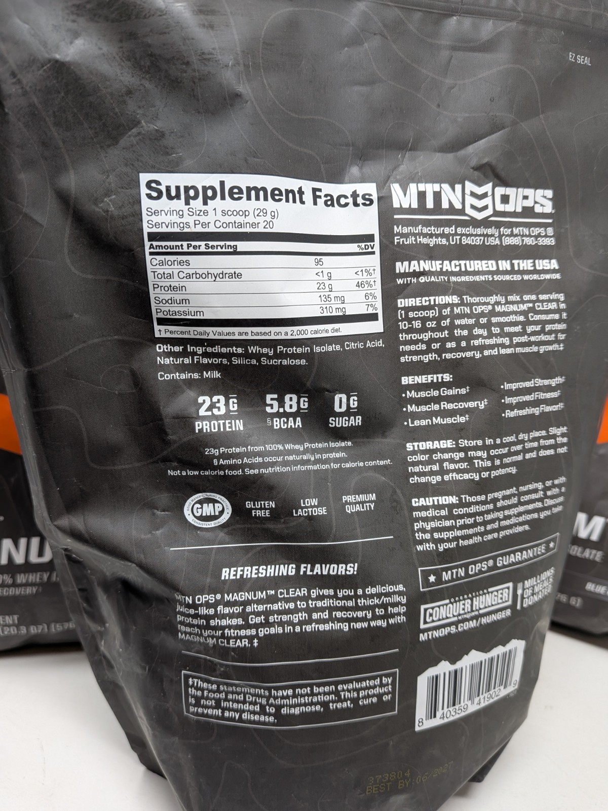 MTN OPS Magnum Clear Protein Powder Blue Raspberry Coconut 1.26 Lbs Lot Of 4