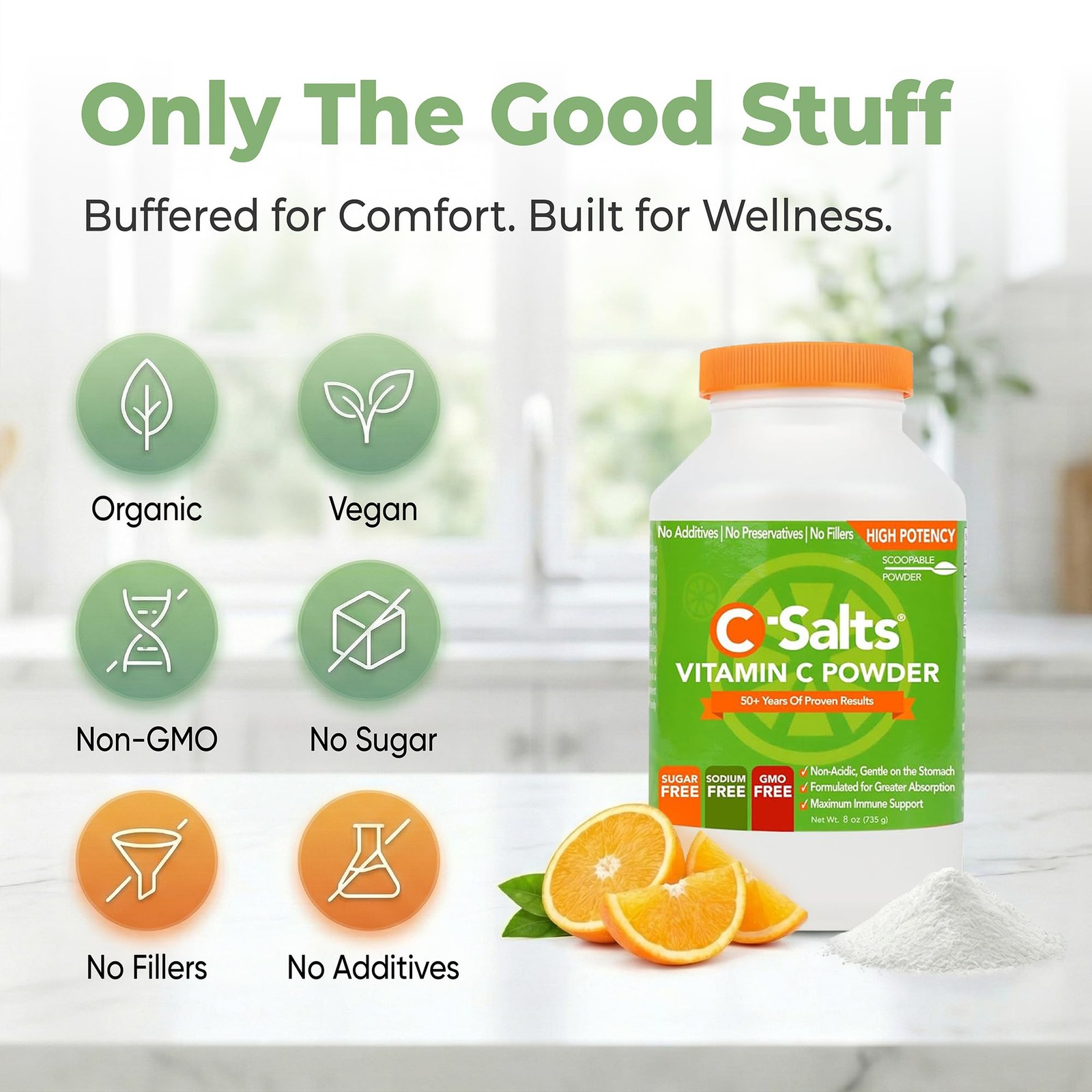 C-Salts Buffered Vitamin C Powder – Pure Organic, Stomach 8 Ounce (Pack of 1)