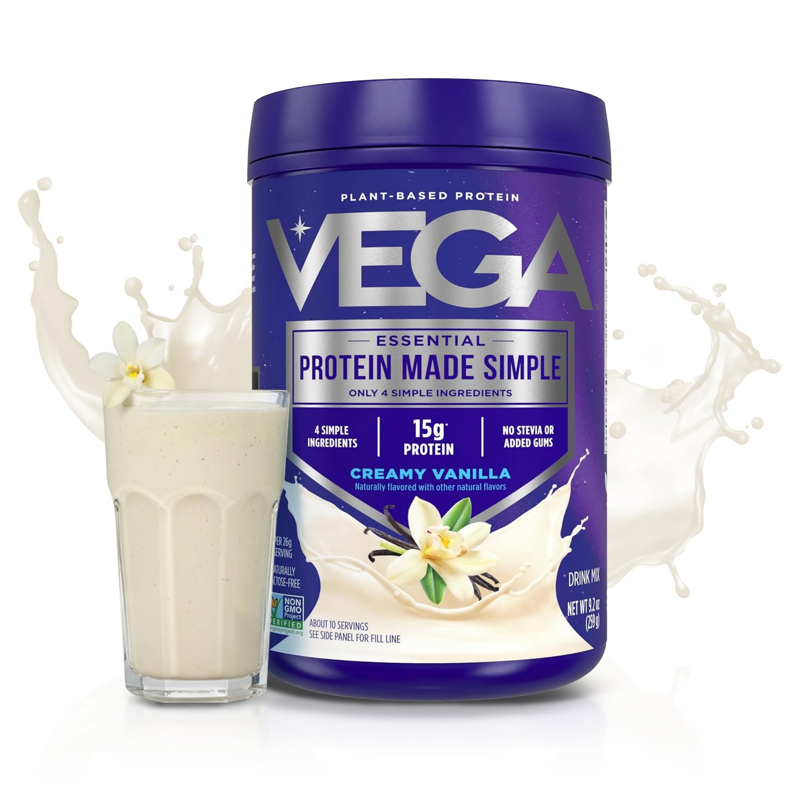 Vega Protein Made Simple Plant-Based Vanilla 9.2 Ounce (Pack of 1),