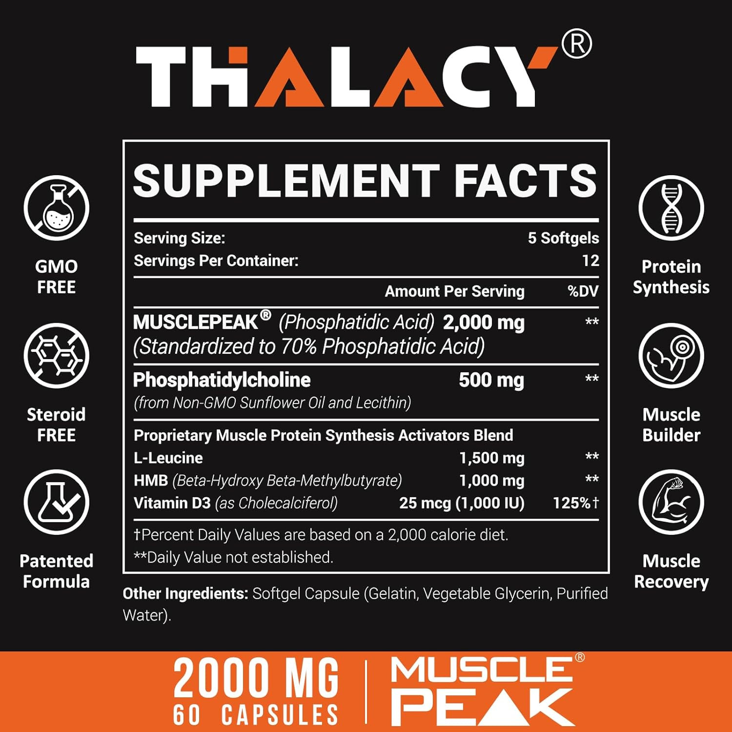 2000Mg Liposomal Phosphatidic Acid Muscle Builder (PA), High Absorption Muscle B