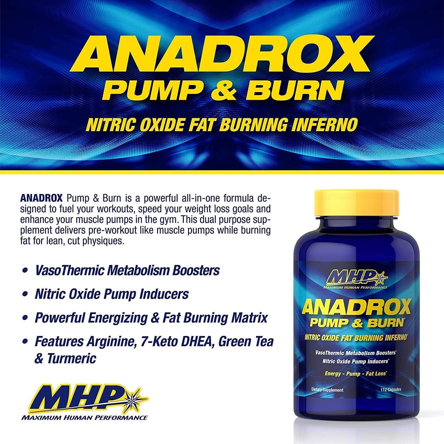 MHP Anadrox Pump & Burn, Nitric Oxide Fat Burning 112 Count (Pack of 1)