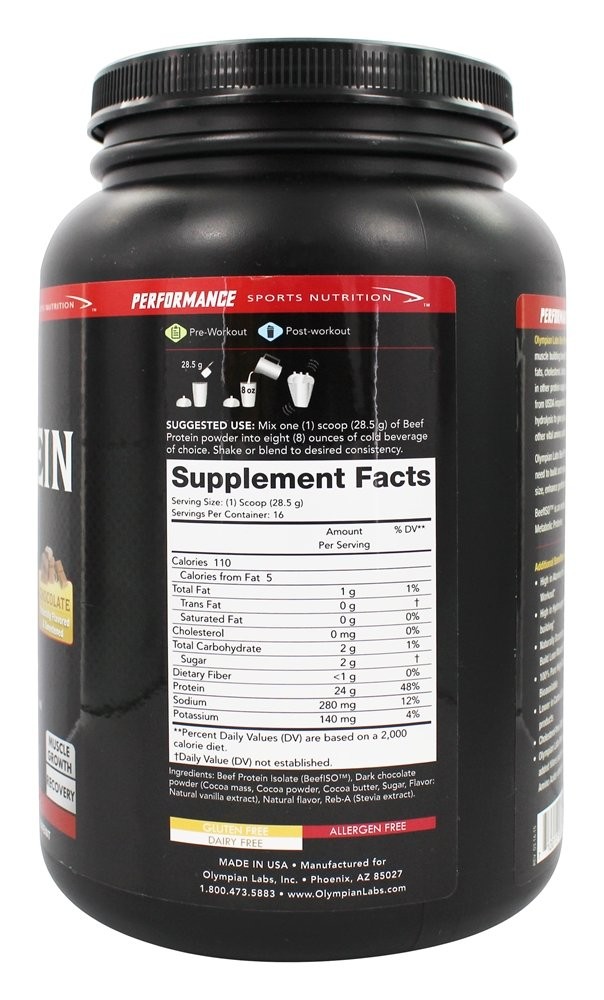 Olympian Labs Beef Protein Isolate Powder, 24g Protein, BST Free, 2 Grams BCA…