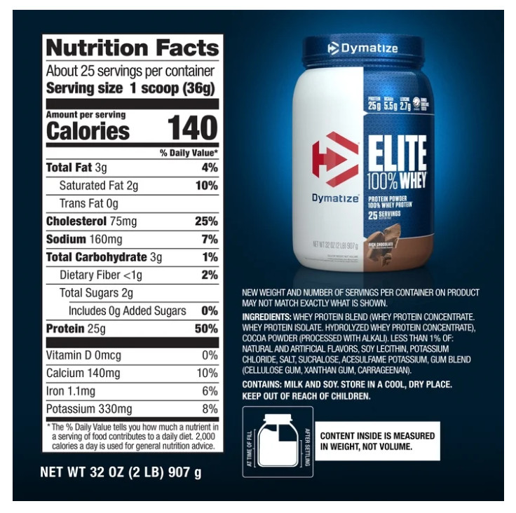 Dymatize Elite 100% Whey Protein Powder Rich Chocolate 2LB