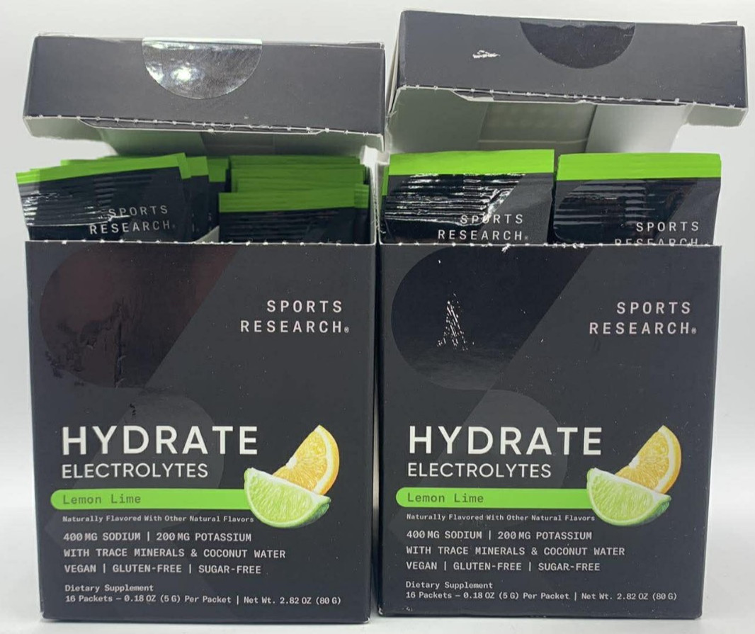 2PK Sports Research Hydrate Electrolytes ~ 16 Packets EA ~ Lemon Lime ~ EXP 7/26