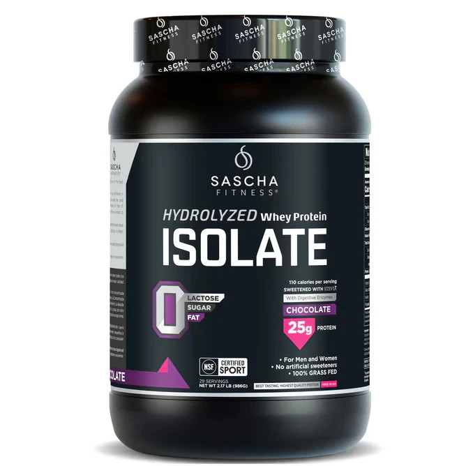 Sascha Fitness Hydrolyzed Whey Protein Isolate,100% Grass-Fed (2 Pounds, All )