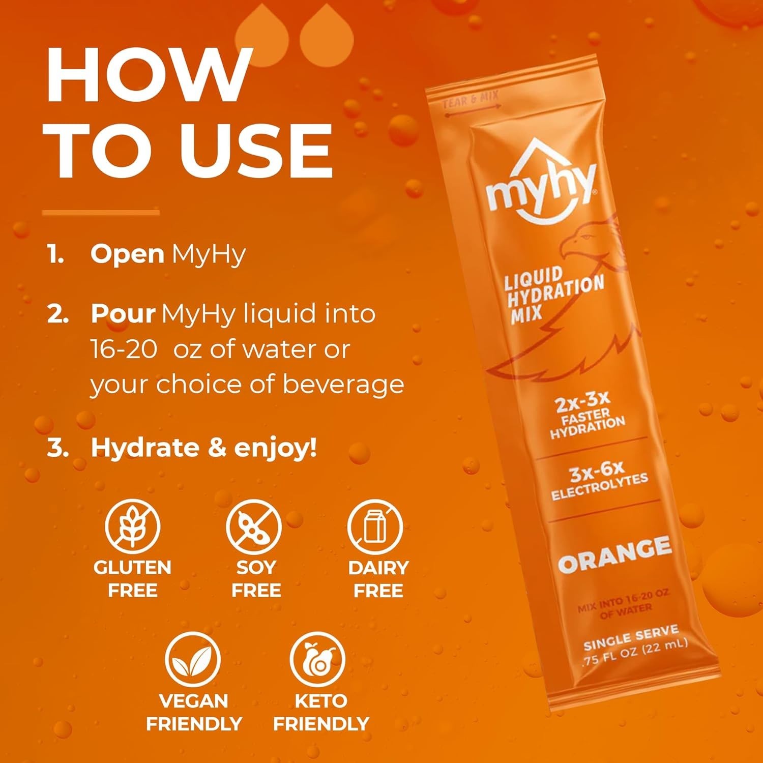 Electrolyte Liquid Hydration Packets – Orange, 5 Count