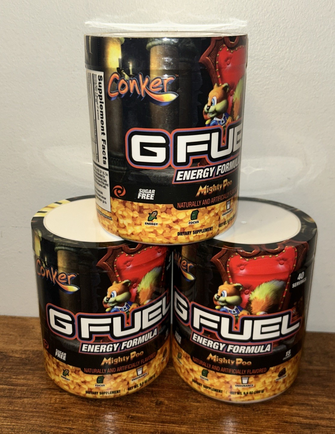 3x G FUEL Conker’s Bad Fur Day: Mighty Poo Energy Formula 120 Servings EXP. 2028